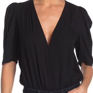 AFRM x Nordstorm Black V-neck Thing Bodysuit (L)